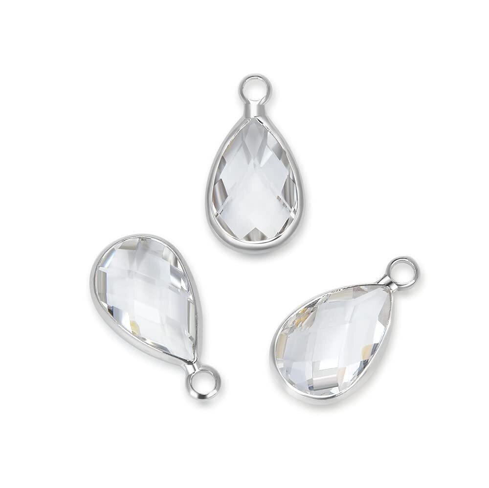 2809 30pcs Grade A April Crystal Clear Birthstone Charm 11x7mm Small